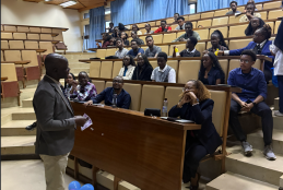 Prof. Daniel Ojuka addressing the University of Nairobi Medical Research Club