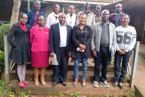  Dr. Noel Onyango second right, Joseph Gichuru PhD scholar 4th from Right, Beatrice Jelimo 1st right all from Department of Medical Microbiology and Immunology with the  Associate Dean faculty of Agriculture Prof. Catherine Kunyanga and other colleagues