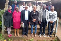  Dr. Noel Onyango second right, Joseph Gichuru PhD scholar 4th from Right, Beatrice Jelimo 1st right all from Department of Medical Microbiology and Immunology with the  Associate Dean faculty of Agriculture Prof. Catherine Kunyanga and other colleagues